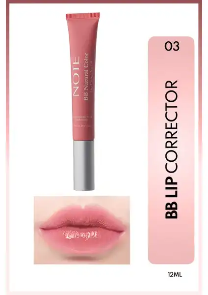 Note BB Lip Corrector: Yumuşak ve Nemlendiren Renk Eşitleyici Dudak Parlatıcısı Pembe 03