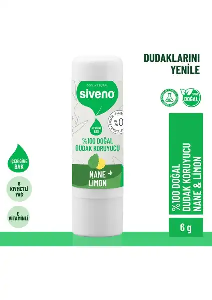 Siveno Doğal Dudak Koruyucu: Nane & Limon ile Dudaklarınıza Etkili Bakım