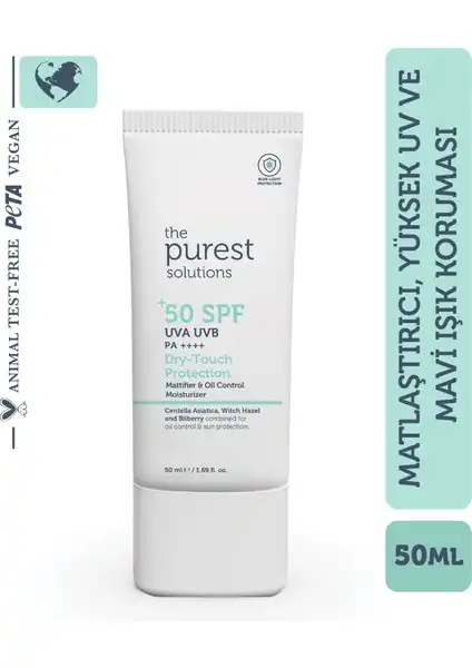 The Purest Solutions Yağlı ve Karma Ciltler İçin SPF 50 Matlaştırıcı Güneş Koruyucu Krem