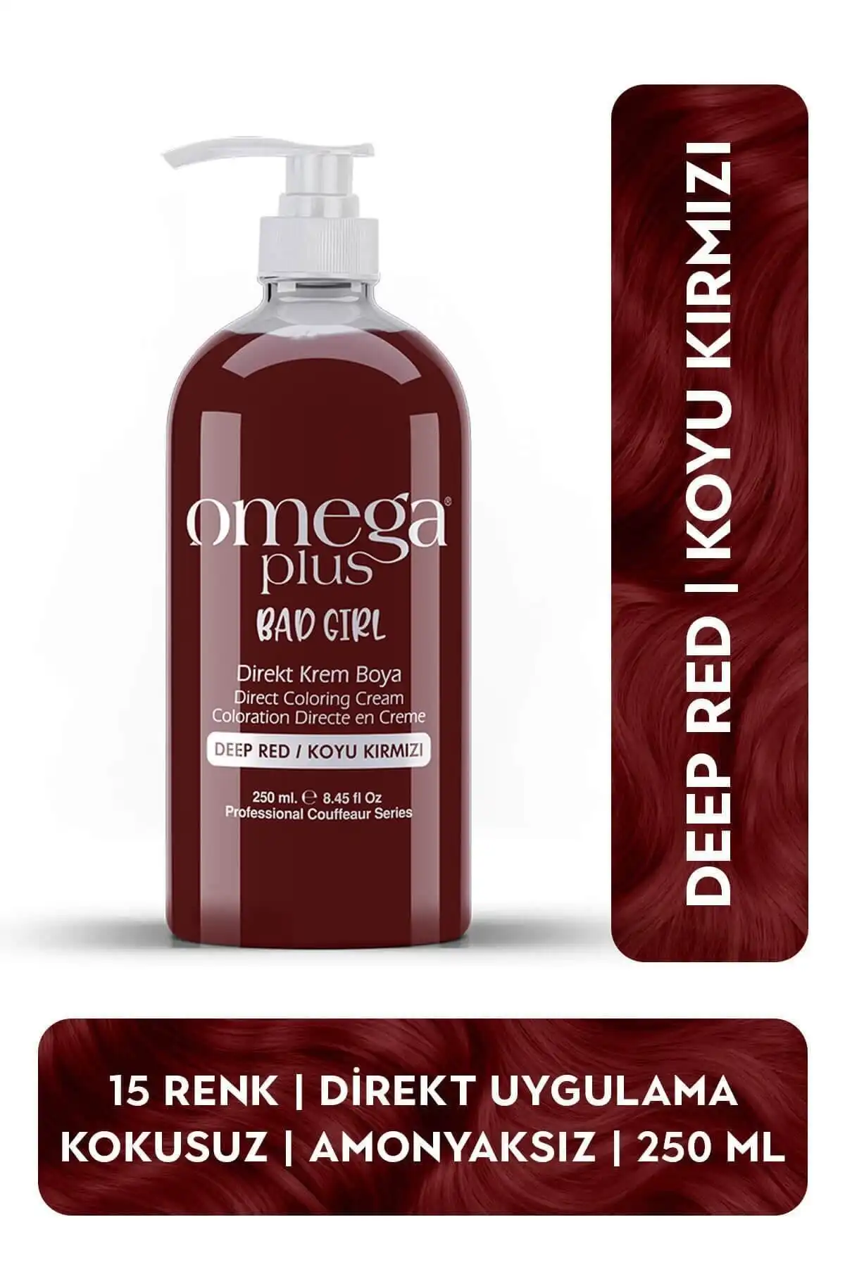 Omega Plus Bad Girl Koyu Kırmızı Amonyaksız Saç Boyası ile Canlı ve Kolay Renk Değişimi