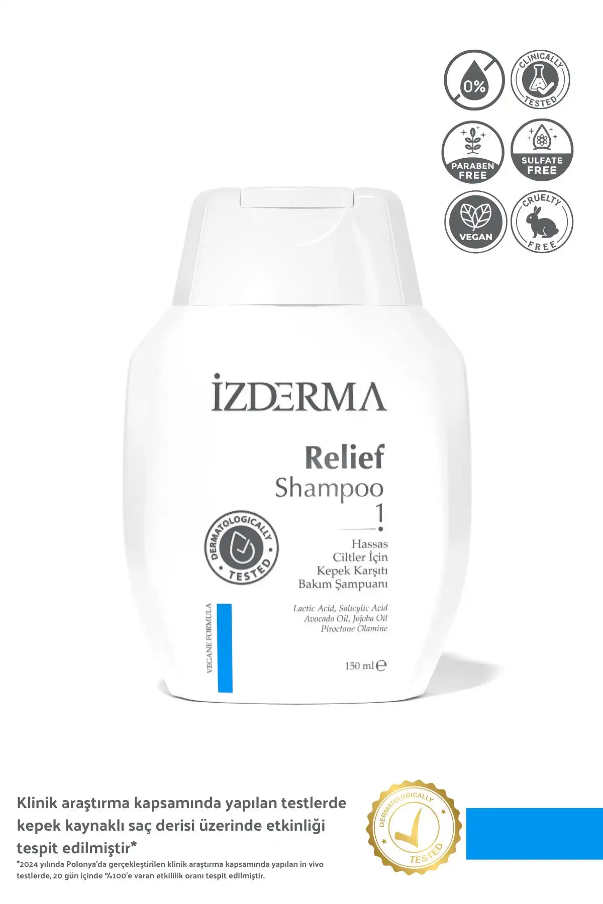 İzderma Relief: Kepek ve Kaşıntı İçin Etkili, Vegan ve Sülfatsız Şampuan